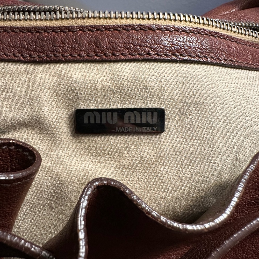 Miu Miu Brown Leather Studded Shoulder Bag | Vintage Y2K Boho Designer - Picture 3 of 3
